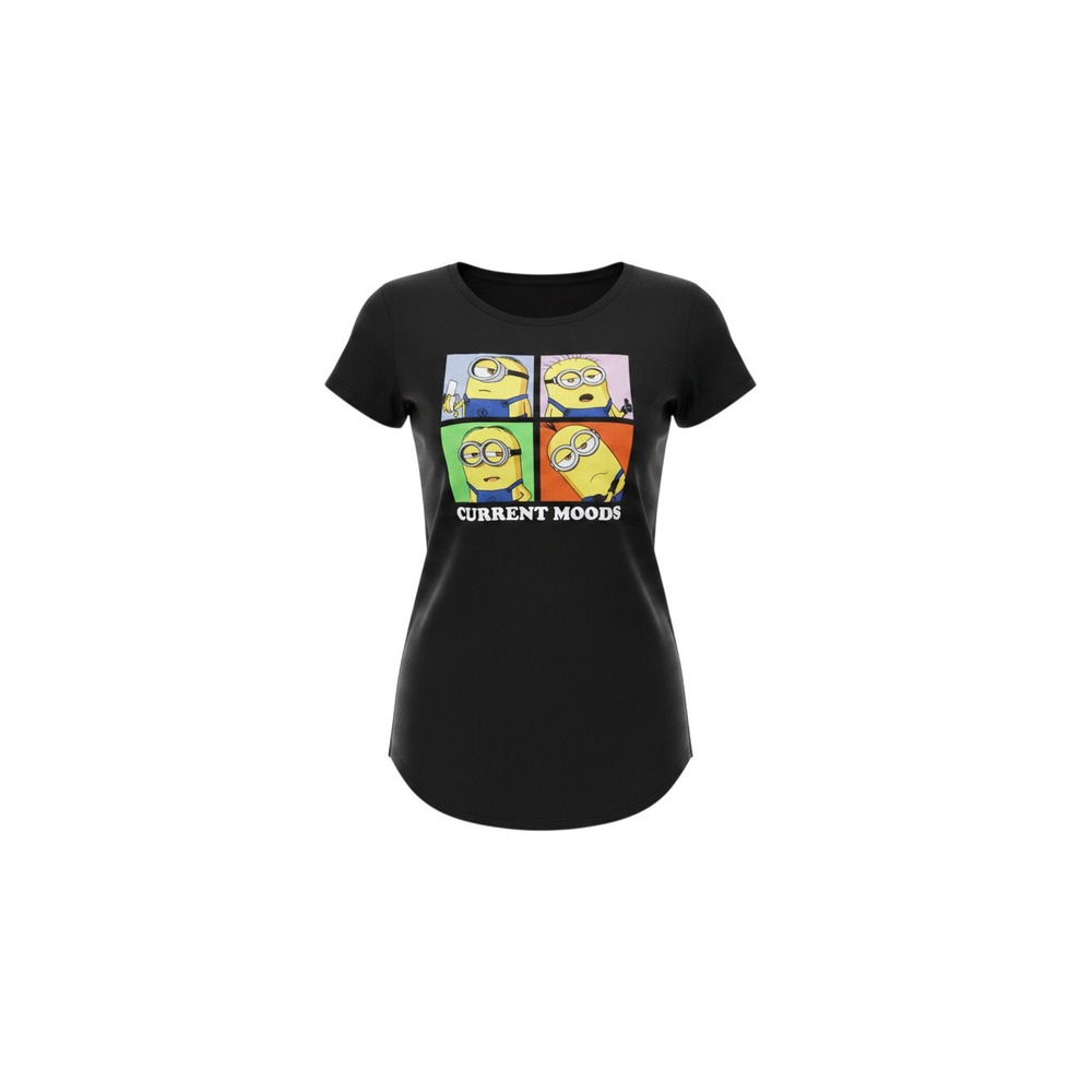 Minions Graphic T-Shirt Womens L Black NWT Current Moods Short Sleeve Tee